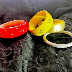 Sparkly, Chunky Lucite, Acrylic, Wood Bangles